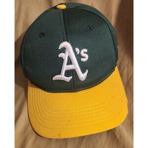 Oakland A's OC Sports MLB  Green and Yellow Strap Back Defect On Brim left Side